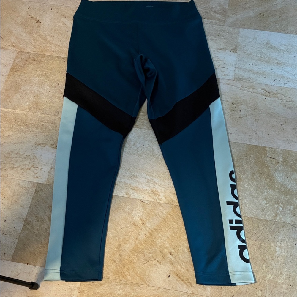 Adidas womens Blue and Black 3/4 Leggings